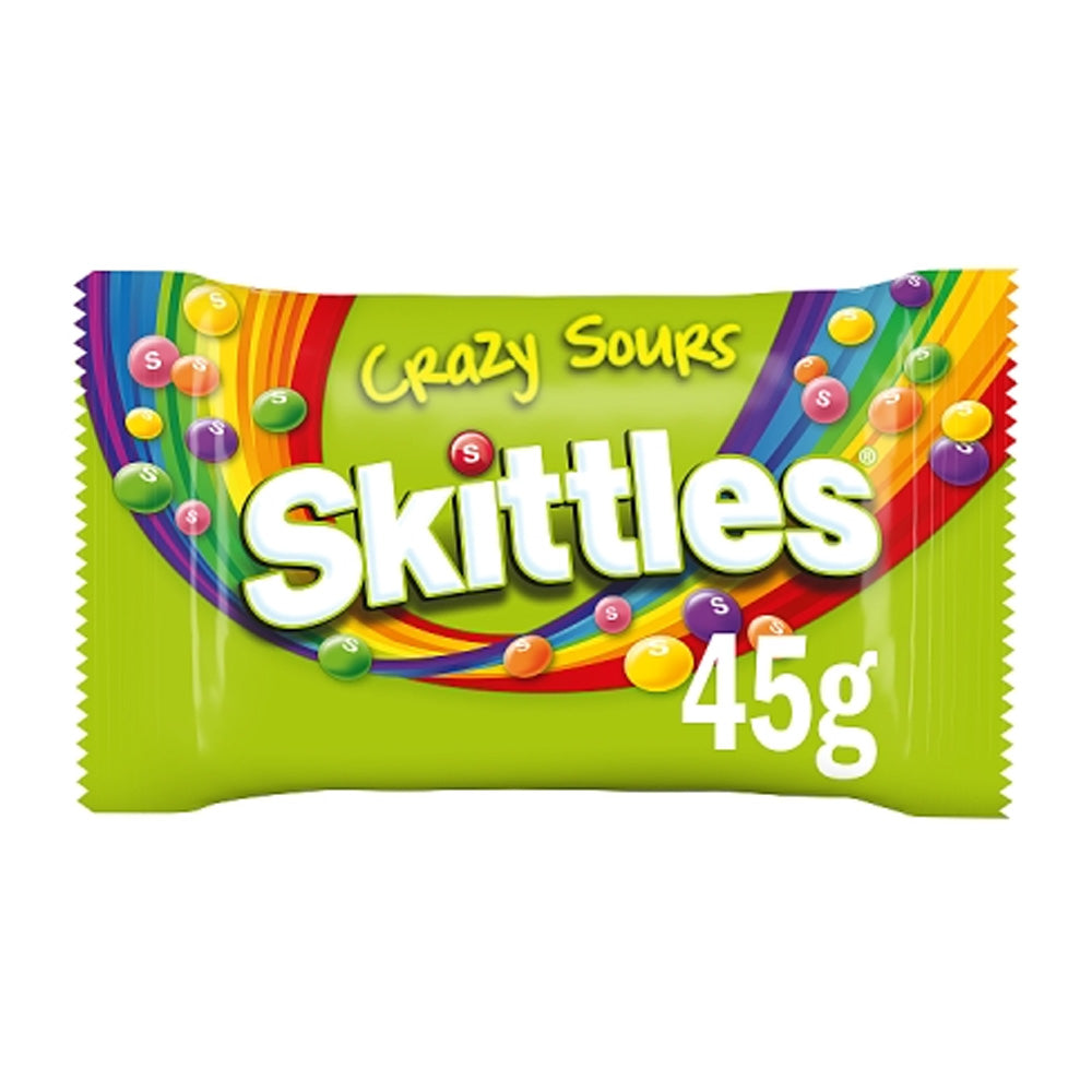 Skittles Chewy Sweets Crazy Sour Flavoured Bag 45g (36 Pack)