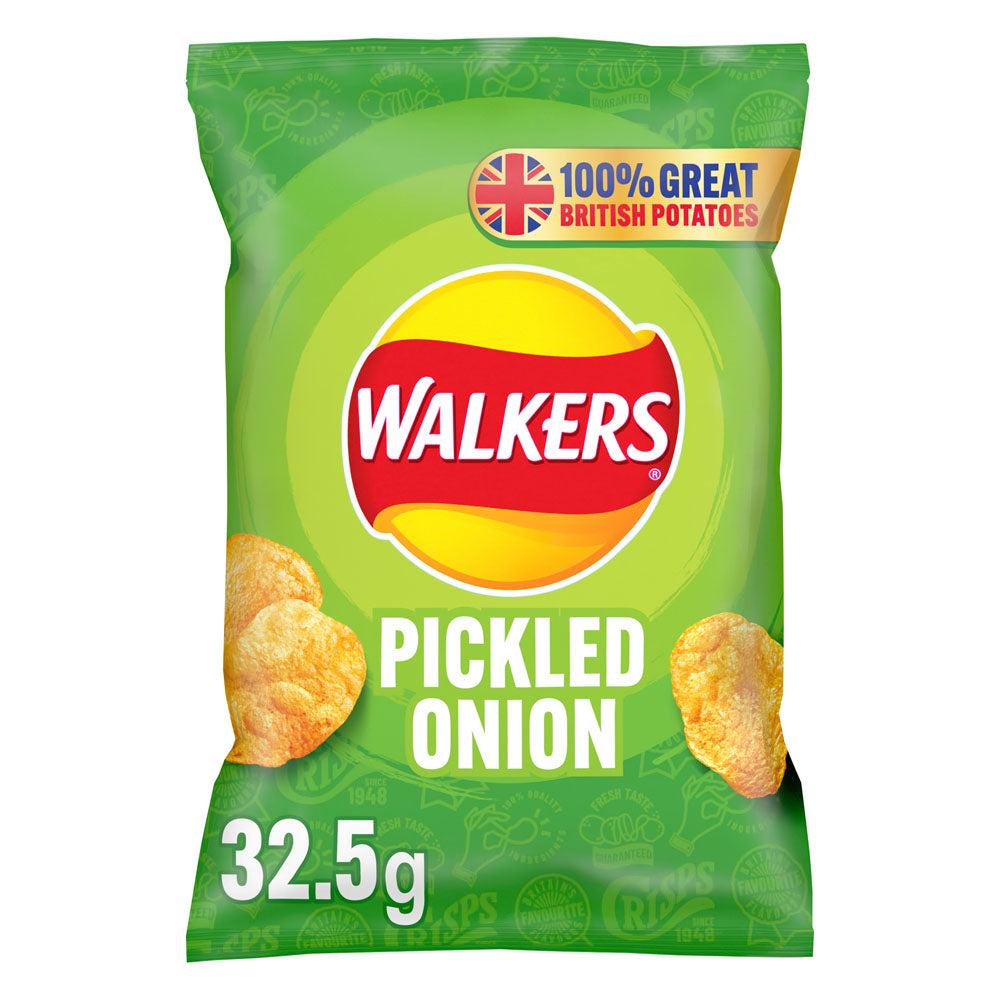 Walkers Pickled Onion Crisps 32.5g (32 Pack)