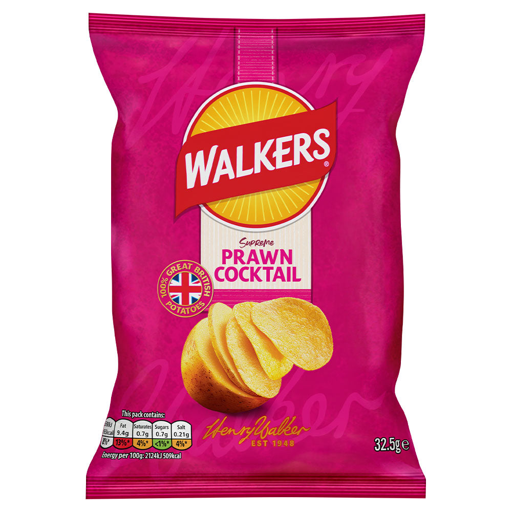 Walkers Prawn Cocktail Crisps 32.5g (32 Pack)