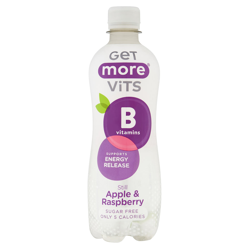 Get More Vits Vitamin B Still Apple & Raspberry 500ml (12 Pack)