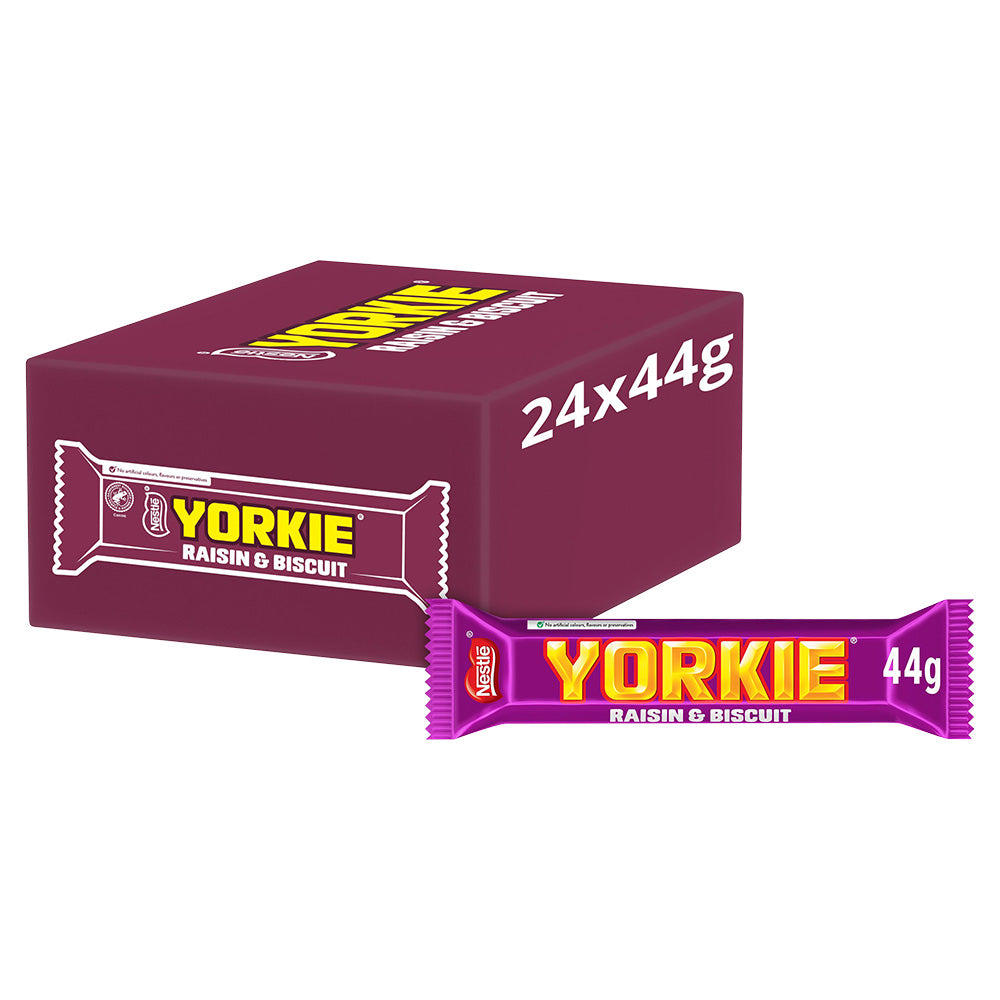 Nestle Yorkie Raisin & Biscuit Milk Chocolate Bar 44g (24 Pack)