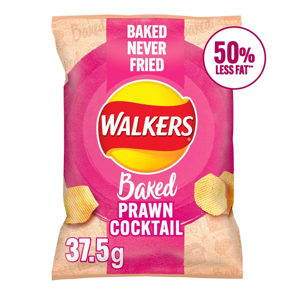 Walkers Baked Prawn Cocktail Potato Crisps 37.5g (32 Pack)