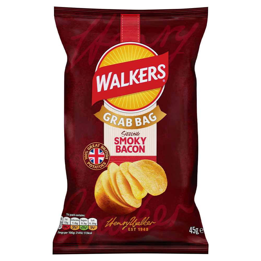 Walkers Smoky Bacon Crisps Grab Bag 45g (32 Pack)