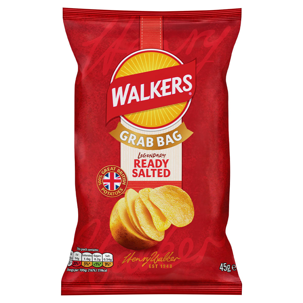 Walkers Ready Salted Crisps Grab Bag 45g (32 Pack)