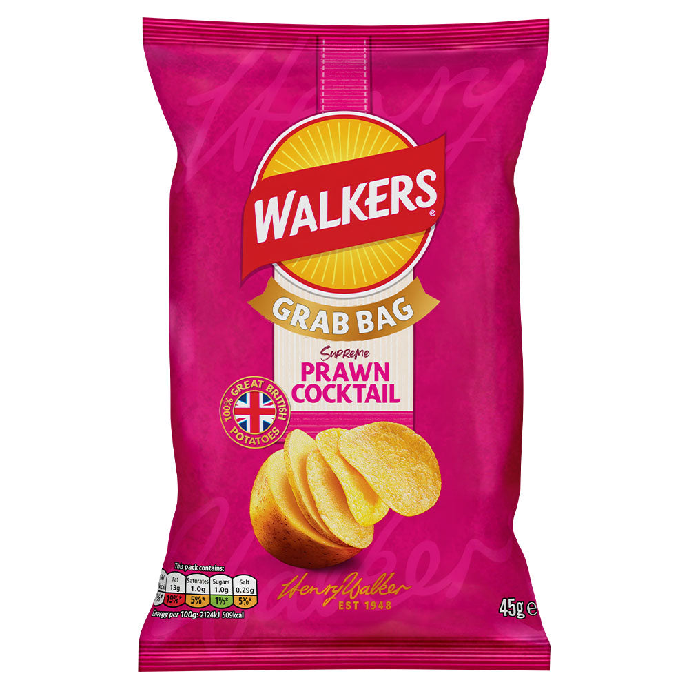 Walkers Prawn Cocktail Crisps Grab Bag 45g (32 Pack)