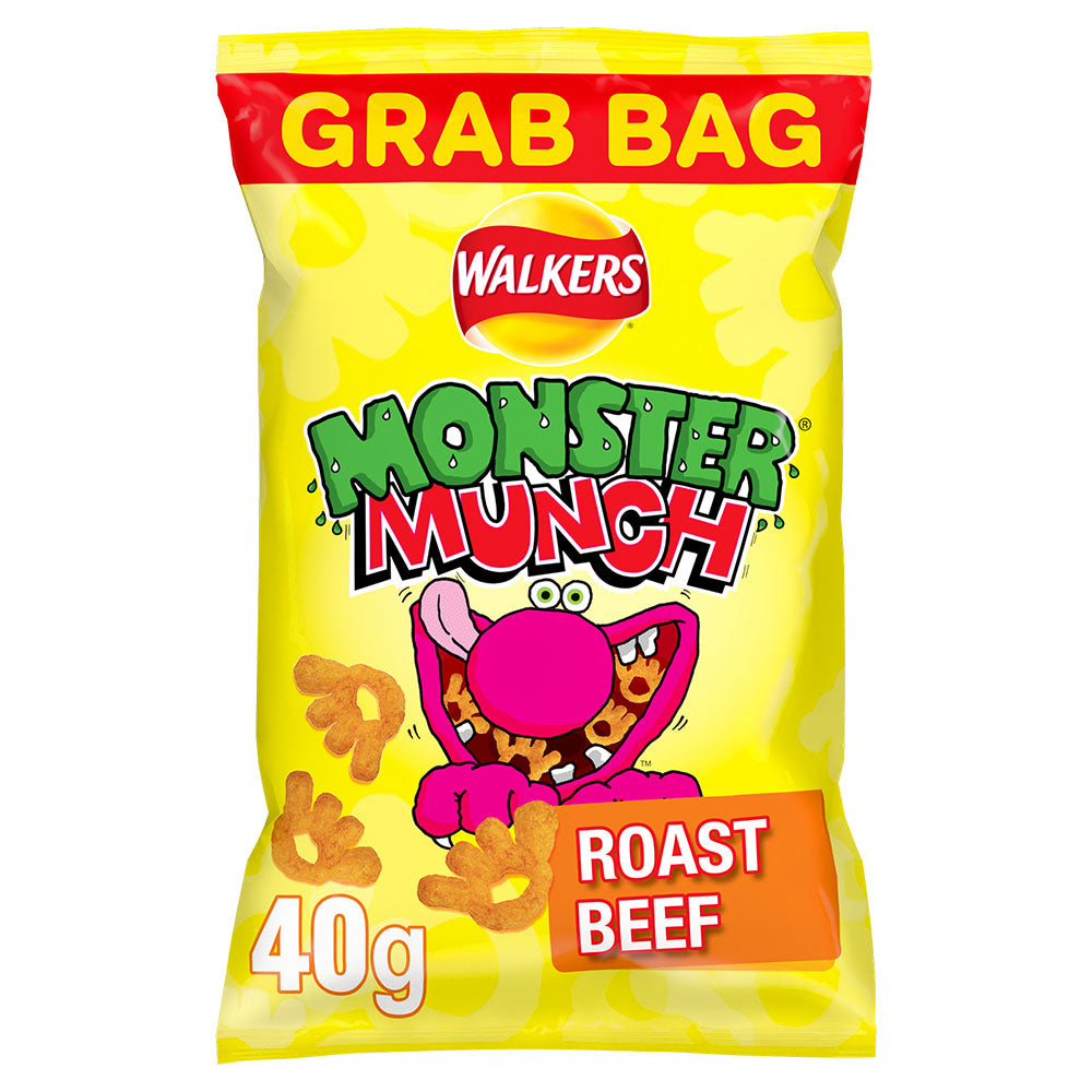 Walkers Monster Munch Roast Beef Snacks Crisps 40g (35 Pack)