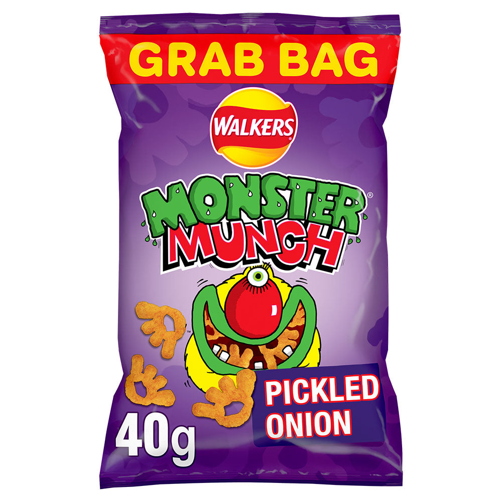 Walkers Monster Munch Pickled Onion Snacks Crisps 40g (35 Pack)