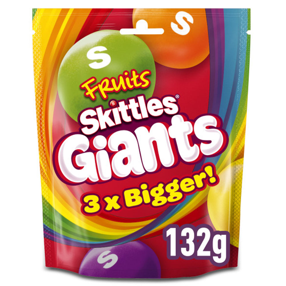 Skittles Giants Chewy Sweets Fruit Flavoured Pouch 132g (15 Pack)