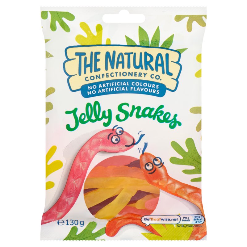 The Natural Confectionery Co. Jelly Snakes Sweets Bag 130g (10 Pack)