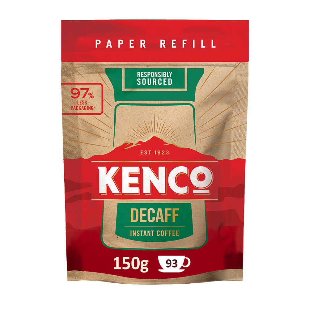 Kenco Freeze Dried Decaff Coffee Paper Refill Pack 150g (5 Pack)