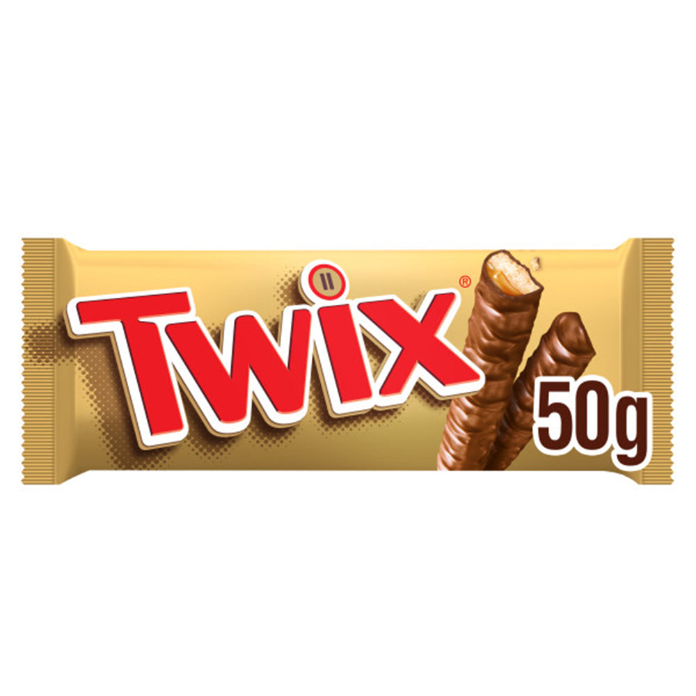 Twix Caramel, Biscuit & Milk Chocolate 2 Finger Snack Bar 50g (32 Pack)