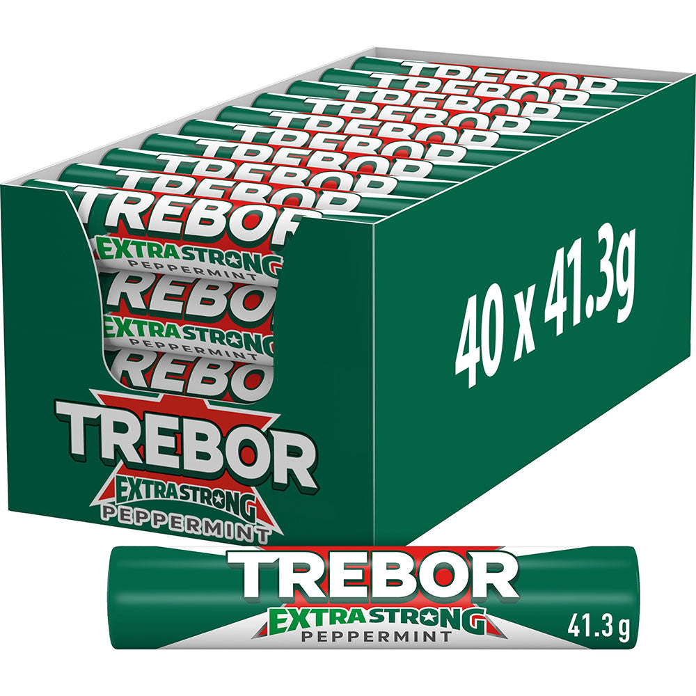 Trebor Extra Strong Peppermint Mints Roll 41.3g (40 Pack)