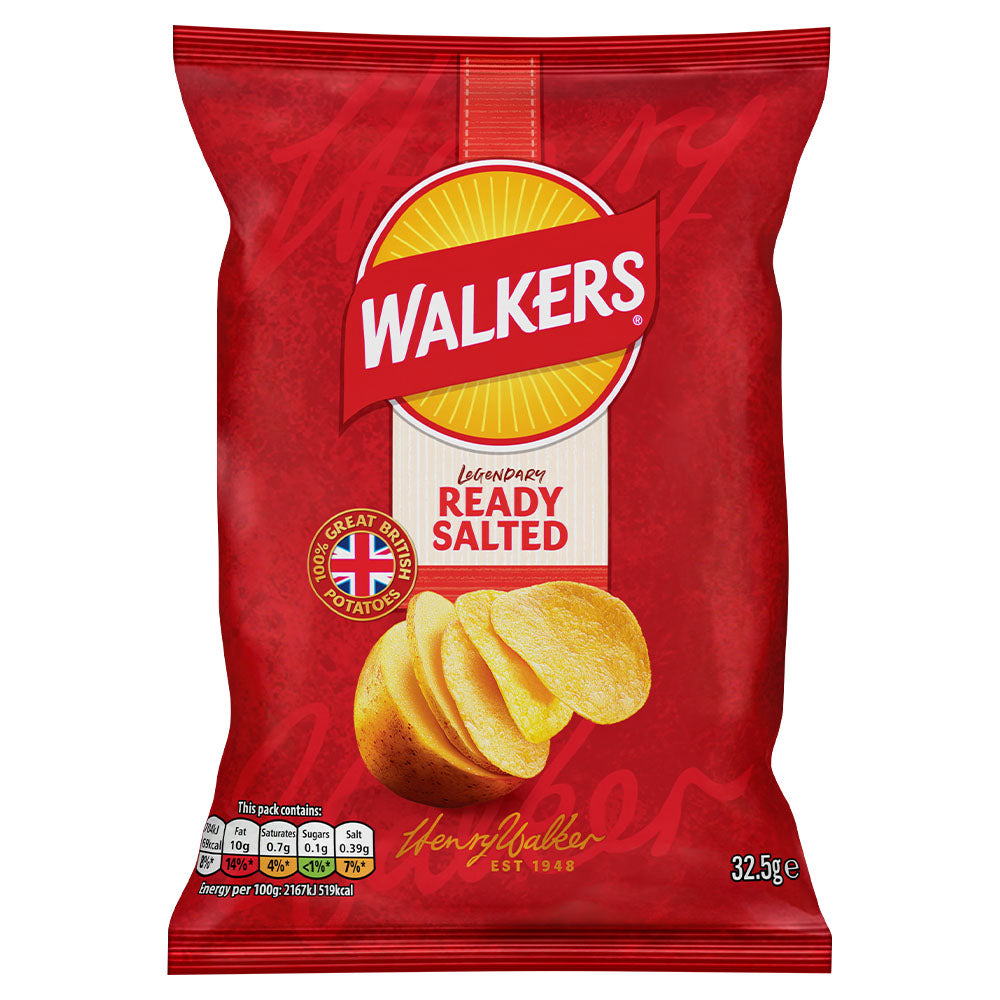 Walkers Ready Salted Crisps 32.5g (32 Pack)