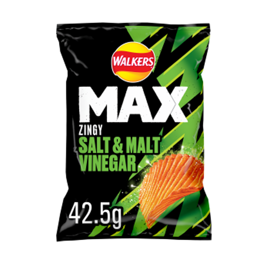 Walkers Max Zingy Salt & Malt Vinegar Crisps 42.5g (24 Pack)