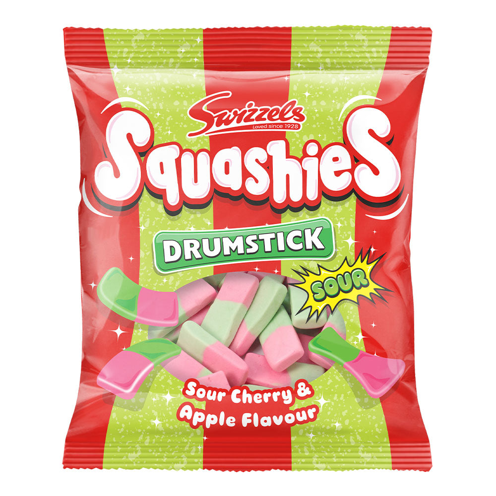Swizzels Squashies Drumstick Sour Cherry & Apple 120g Bag (12 Pack)