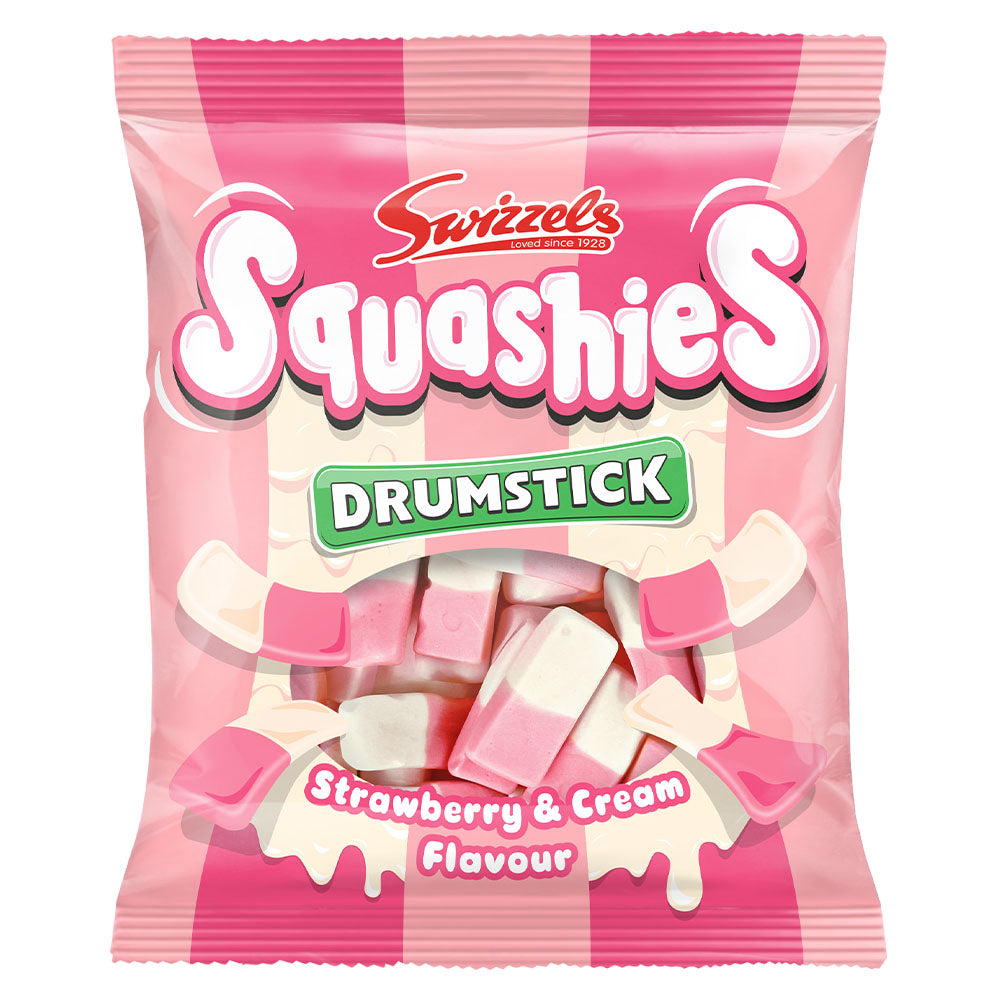 Swizzels Squashies Drumstick Strawberry & Cream 120g Bag (12 Pack)