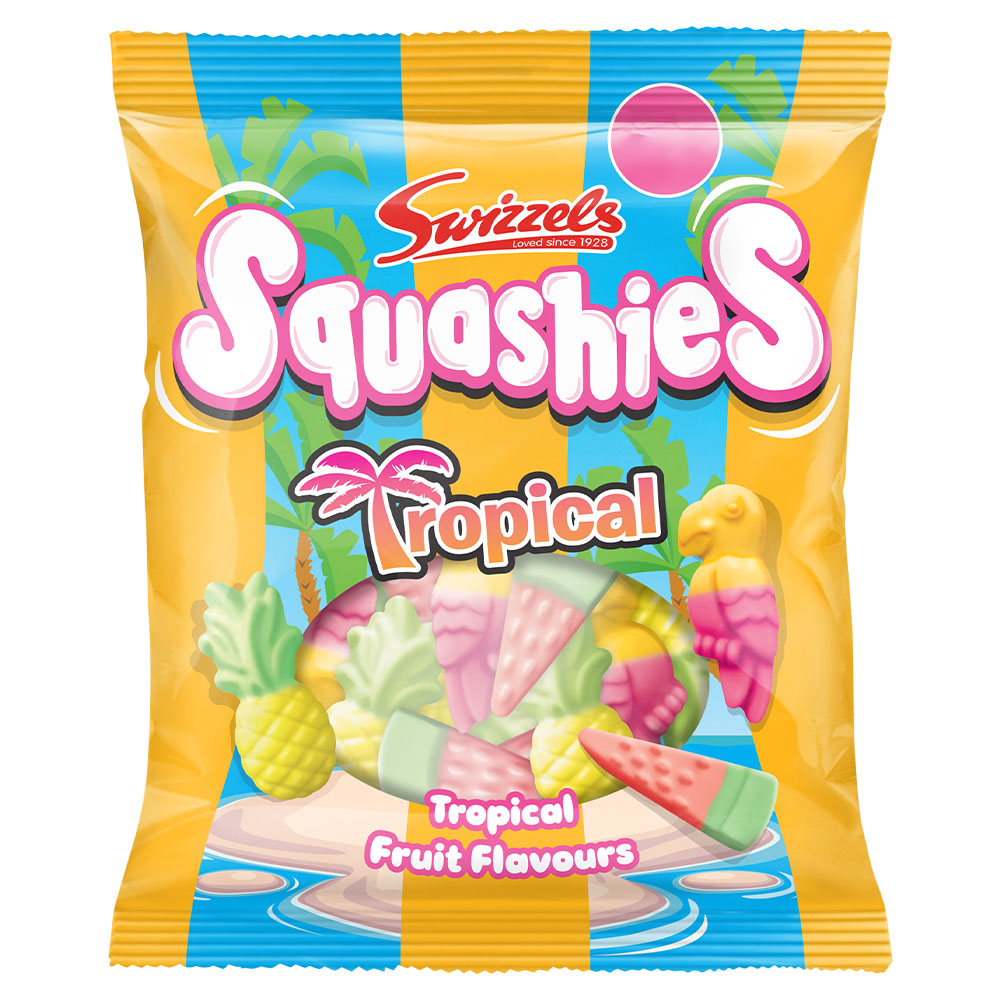 Swizzels Squashies Tropical Fruits Bag 100g (12 Pack)