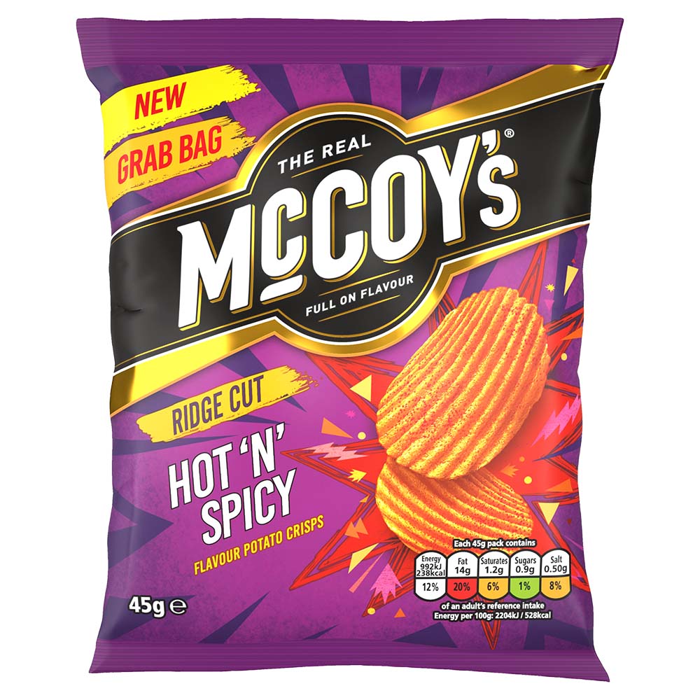 McCoy's Hot 'n' Spicy Grab Bag Crisps 45g (36 Pack)