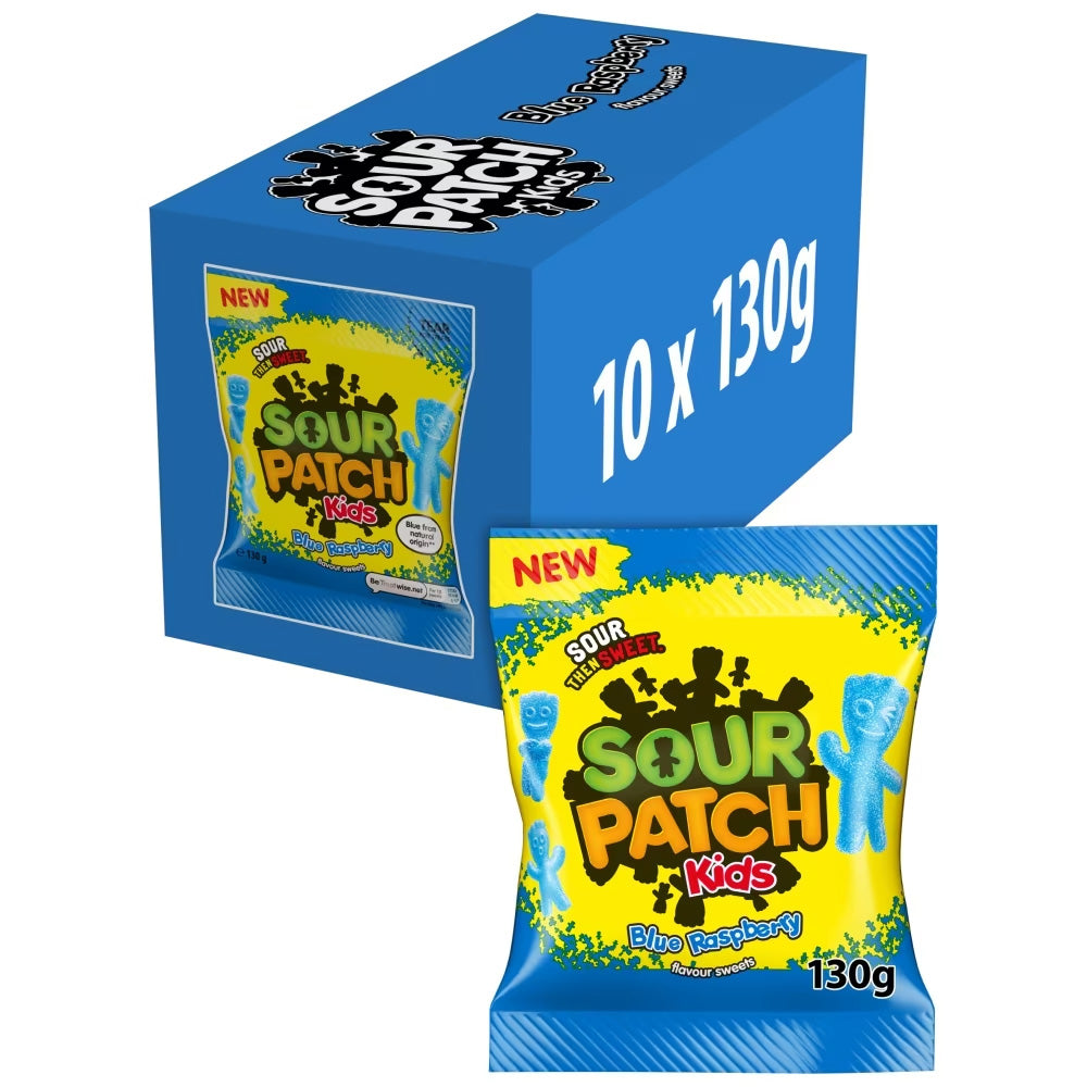 Maynards Bassetts Sour Patch Kids Blue Raspberry Sweets Bag 130g (10 Pack)