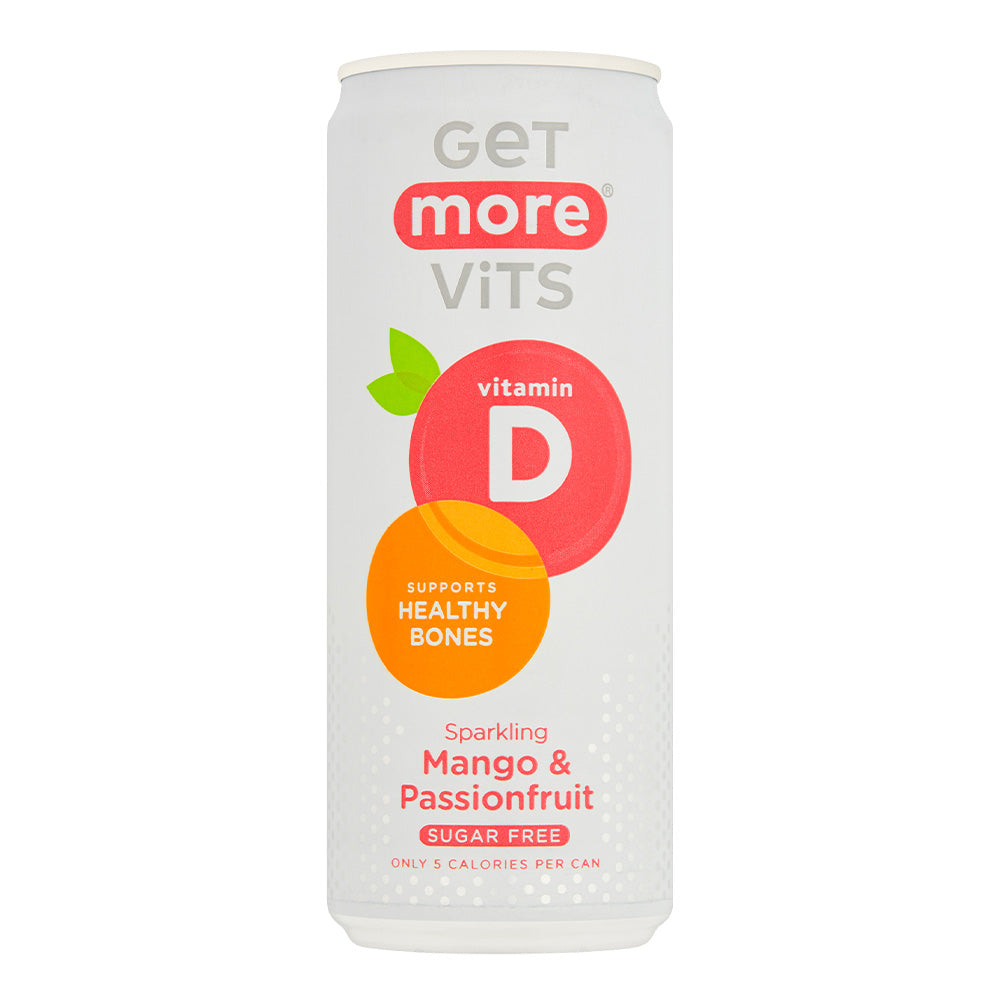 Get More Vits D Mango & Passionfruit Sparkling Can 330ml (12 Pack)
