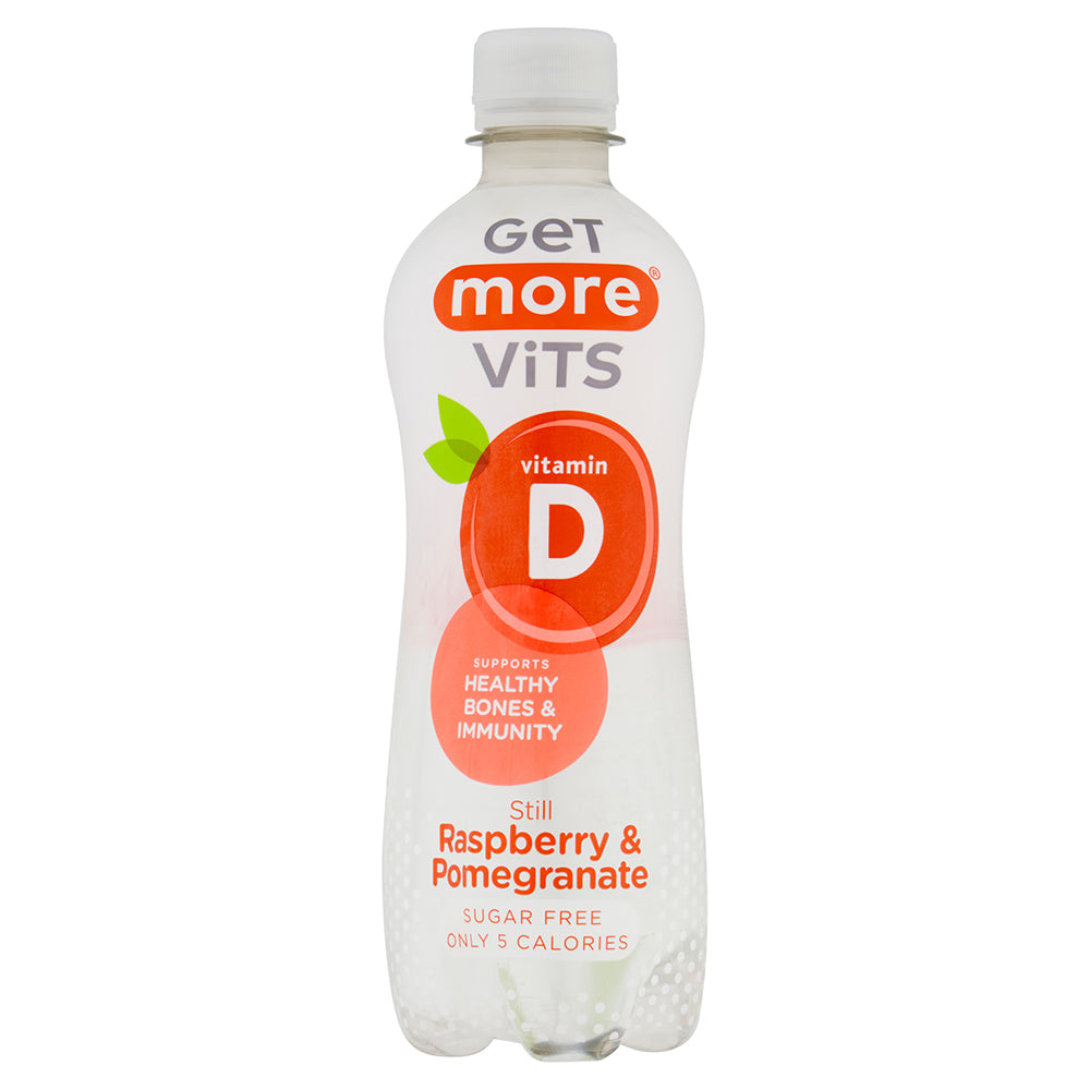Get More Vits Vitamin D Raspberry & Pomegranate Still 500ml (12 Pack)