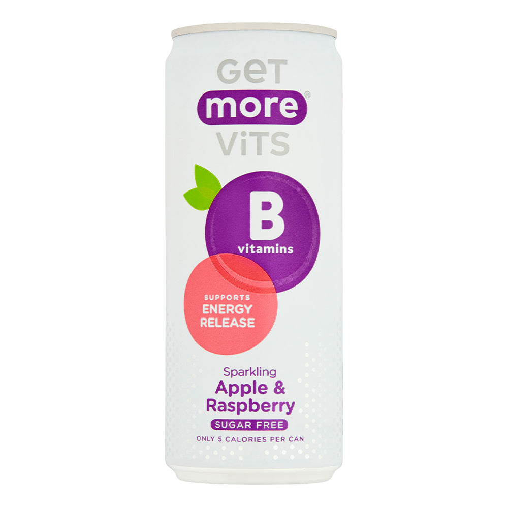 Get More Vits B Apple & Raspberry Sparkling Can 330ml (12 Pack)