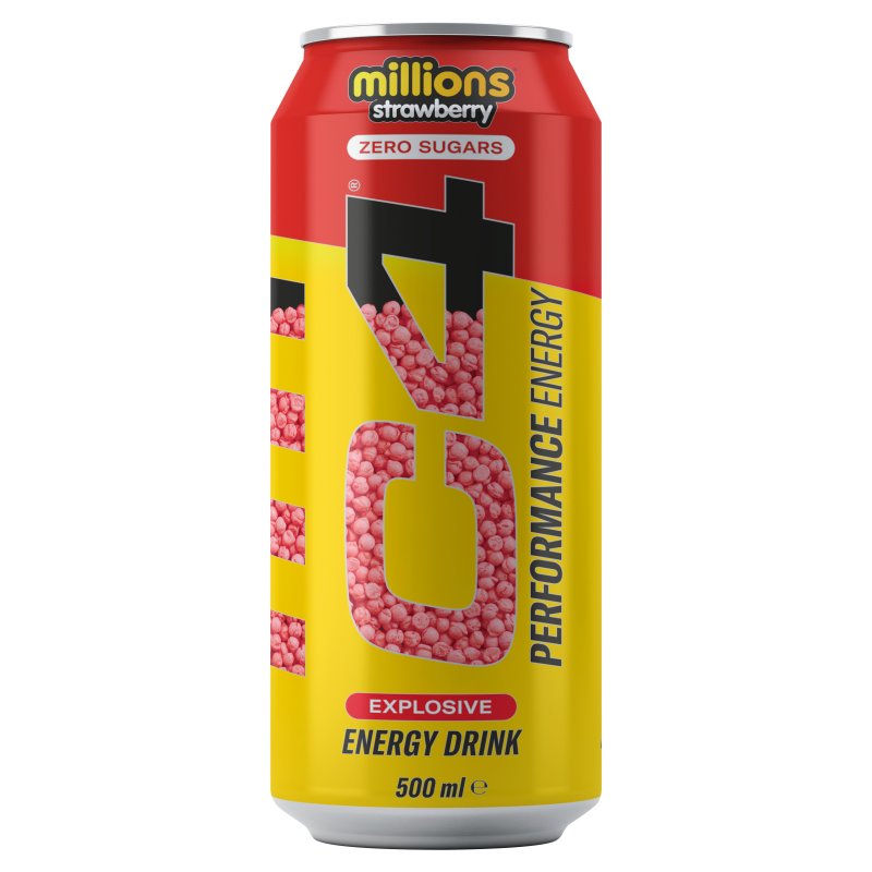 C4 Energy Millions Strawberry Can 500ml (12 Pack)