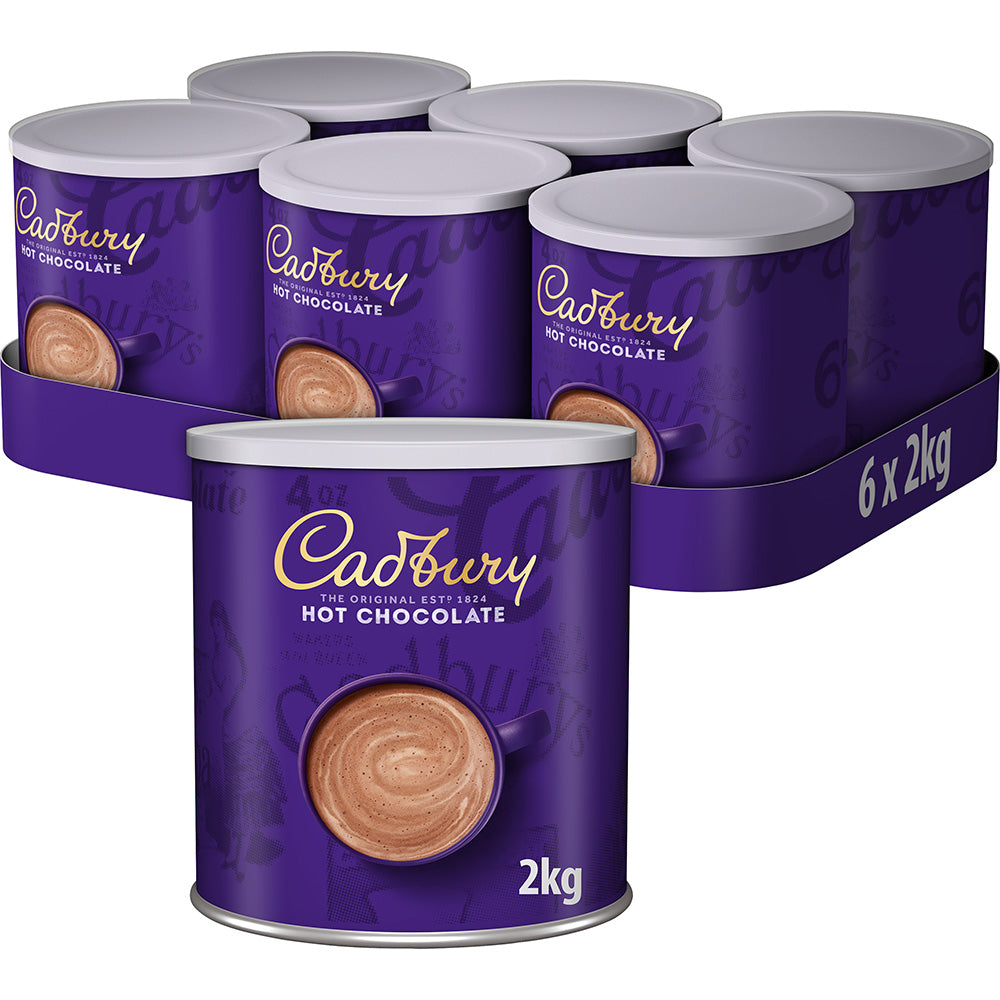 Cadbury Original Drinking Hot Chocolate Large Tub 2kg (6 Pack)